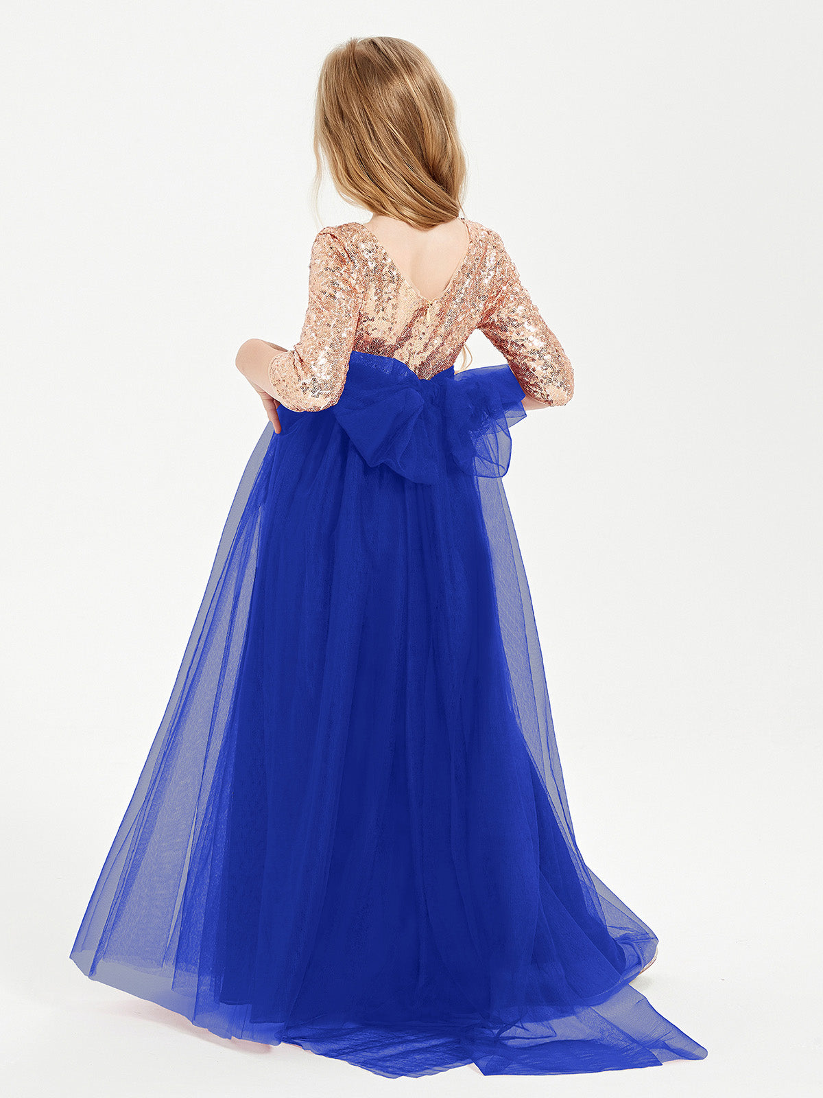 Sparkling Sequined Junior Bridesmaids Gown Royal Blue